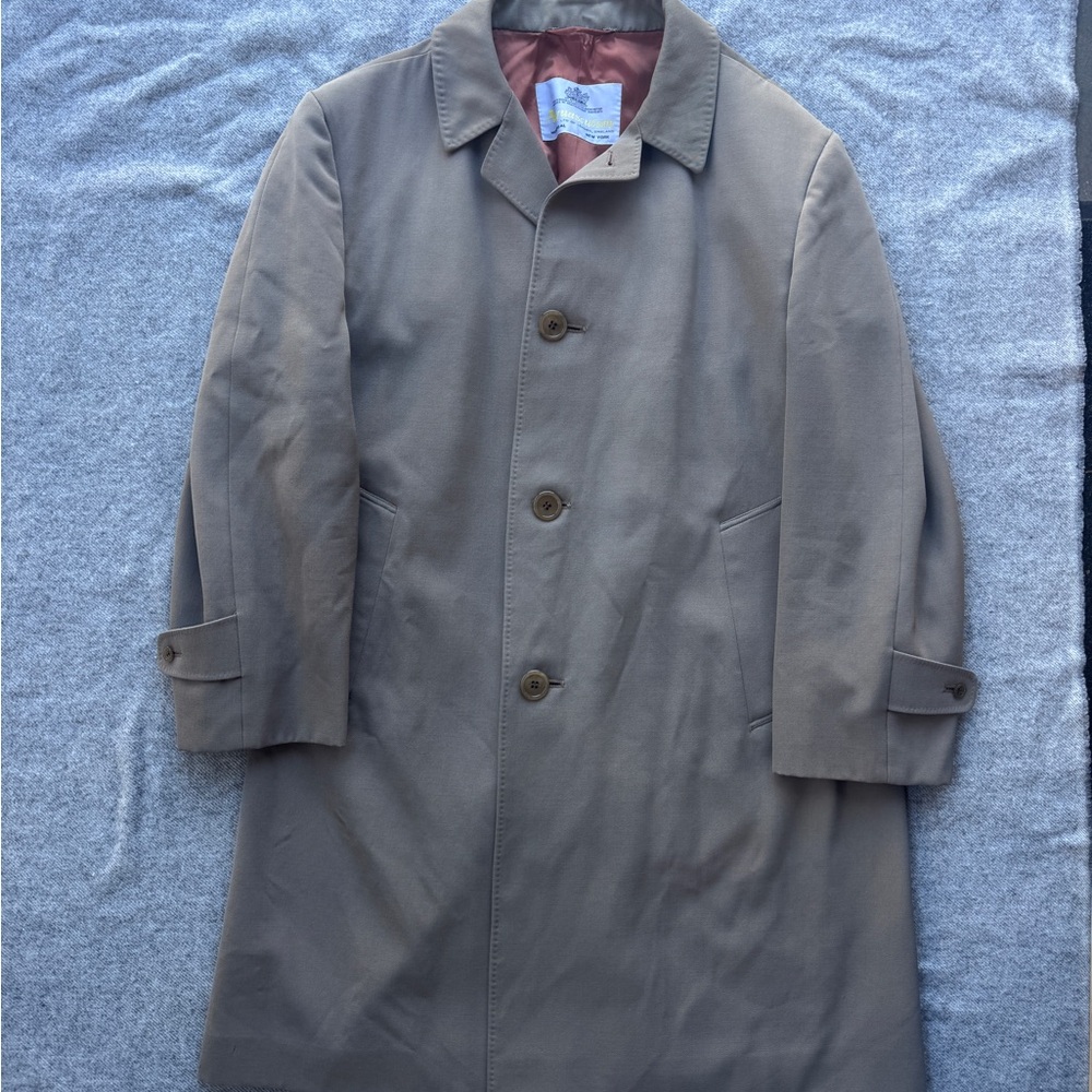 Aquascutum Olive Brown Wool Overcoat